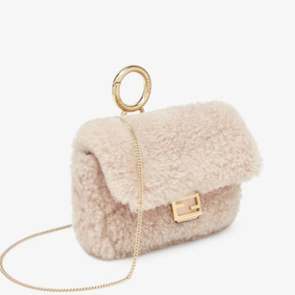 Fendi FF nano baguette shearling leather charm crossbody bag NEW - Picture 2 of 11